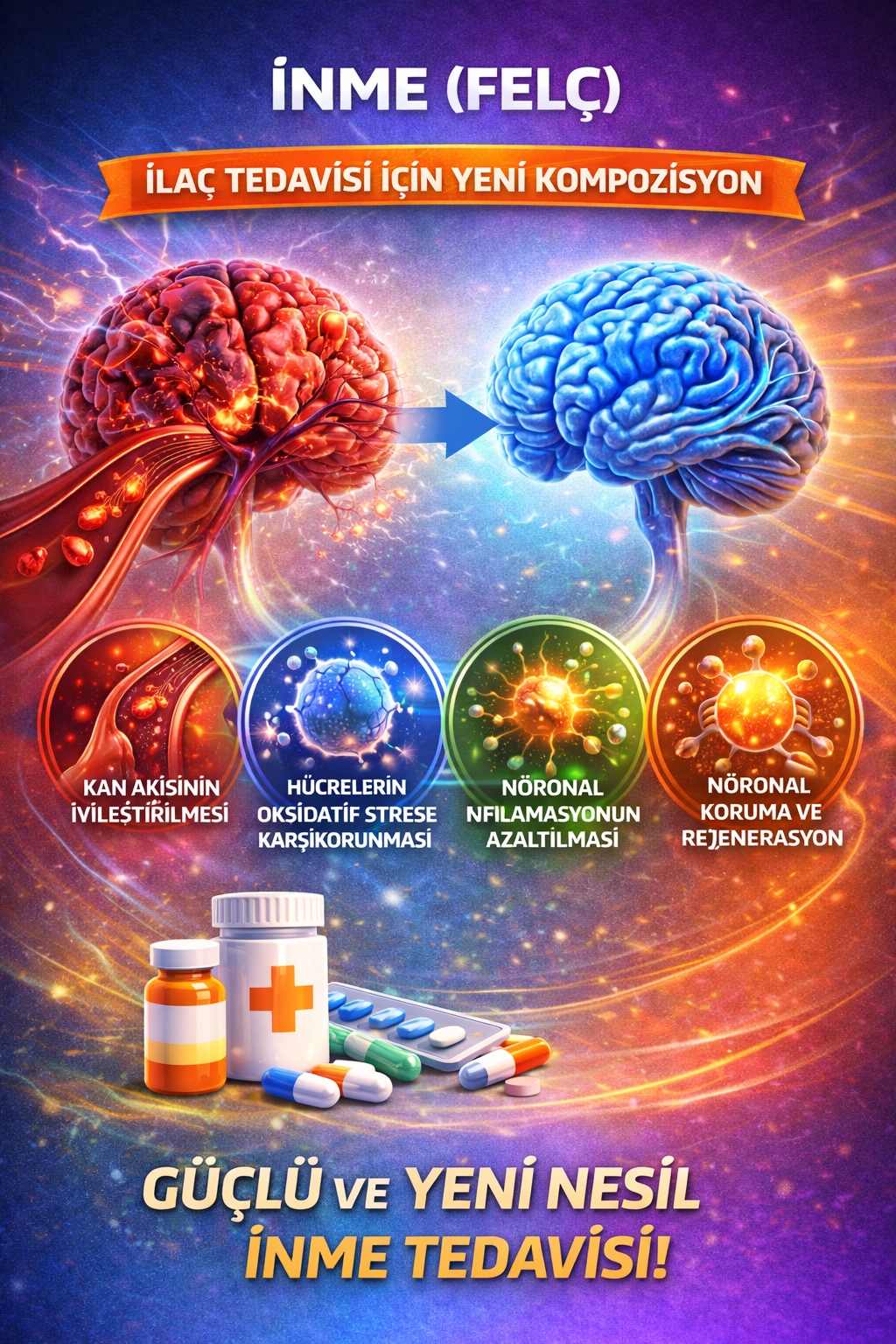 İNME (FELÇ) HASTALIĞININ İLAÇ TEDAVİSİNDE KULLANILMAK ÜZERE GELİŞTİRİLEN BİR KOMPOZİSYON