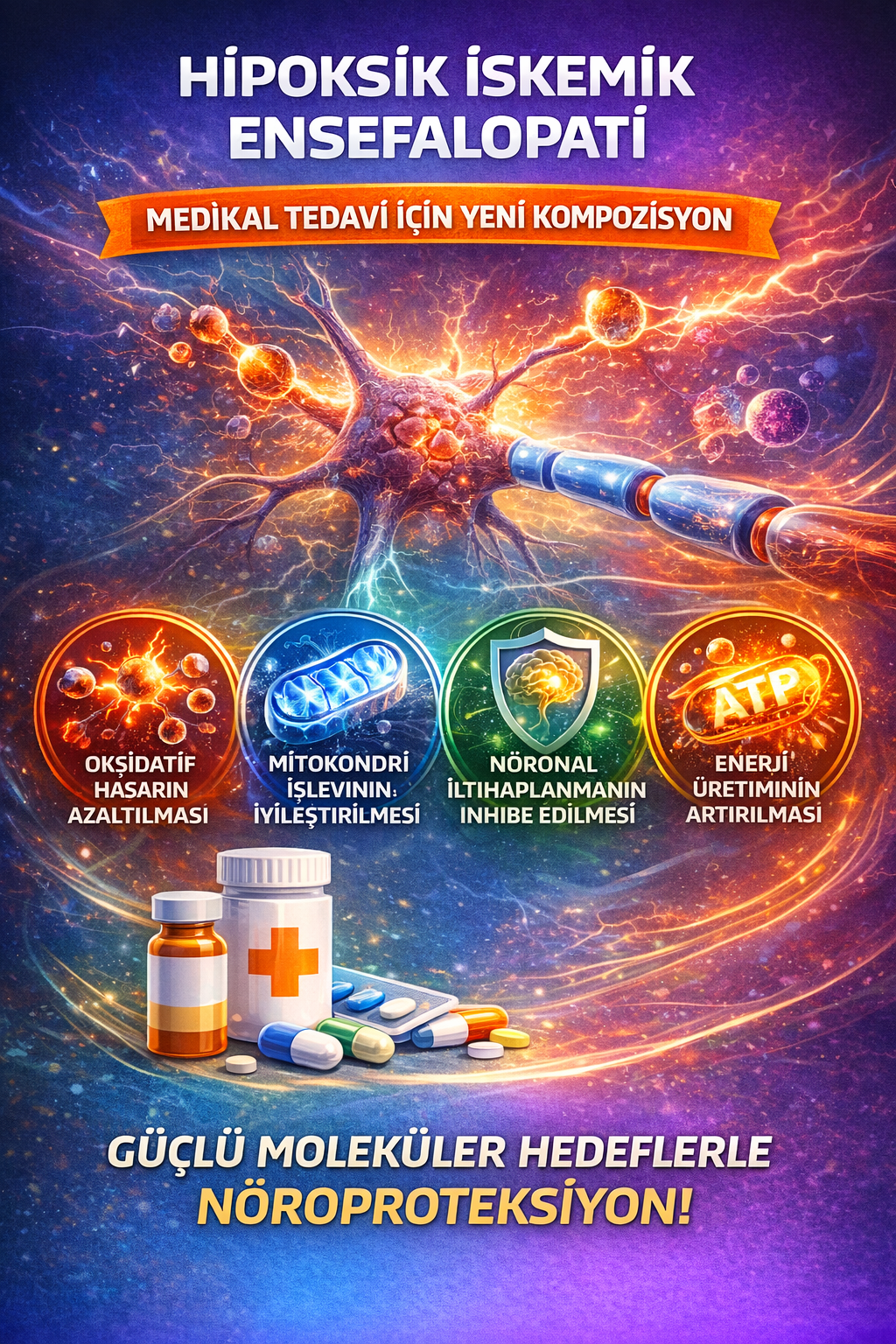 HİPOKSİK İSKEMİK ENSEFALOPATİ MEDİKAL TEDAVİSİNDE KULLANILMAK ÜZERE GELİŞTİRİLEN BİR KOMPOZİSYON