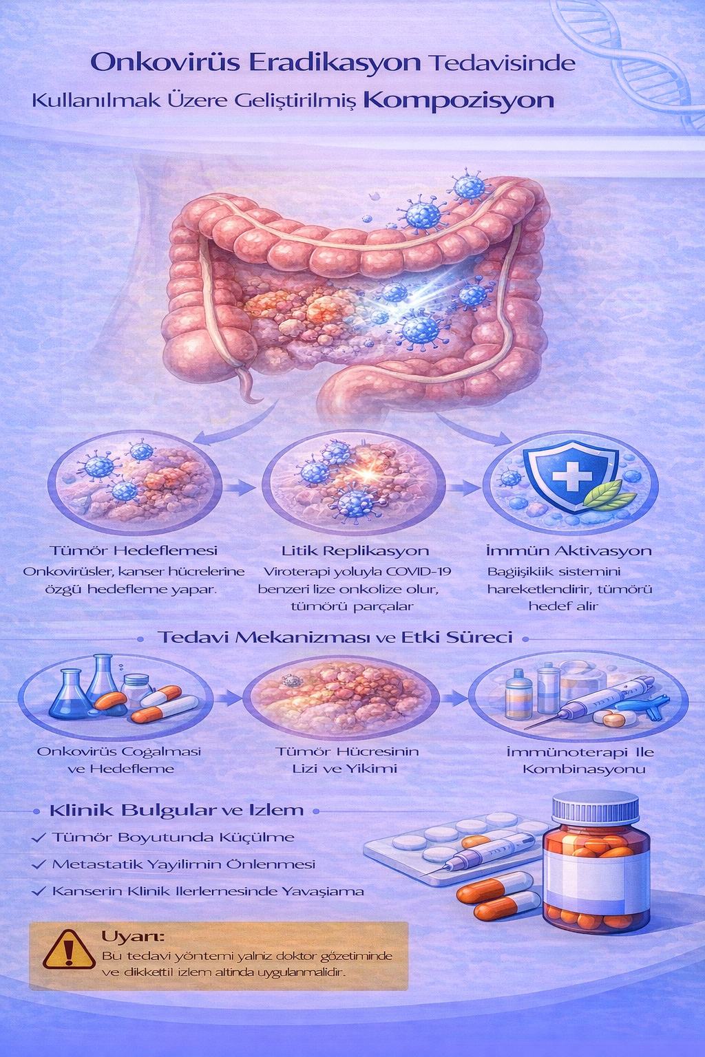 ONKOVİRÜS ERADİKASYON TEDAVİSİNDE KULLANILMAK ÜZERE  GELİŞTİRİLMİŞ KOMPOZİSYON