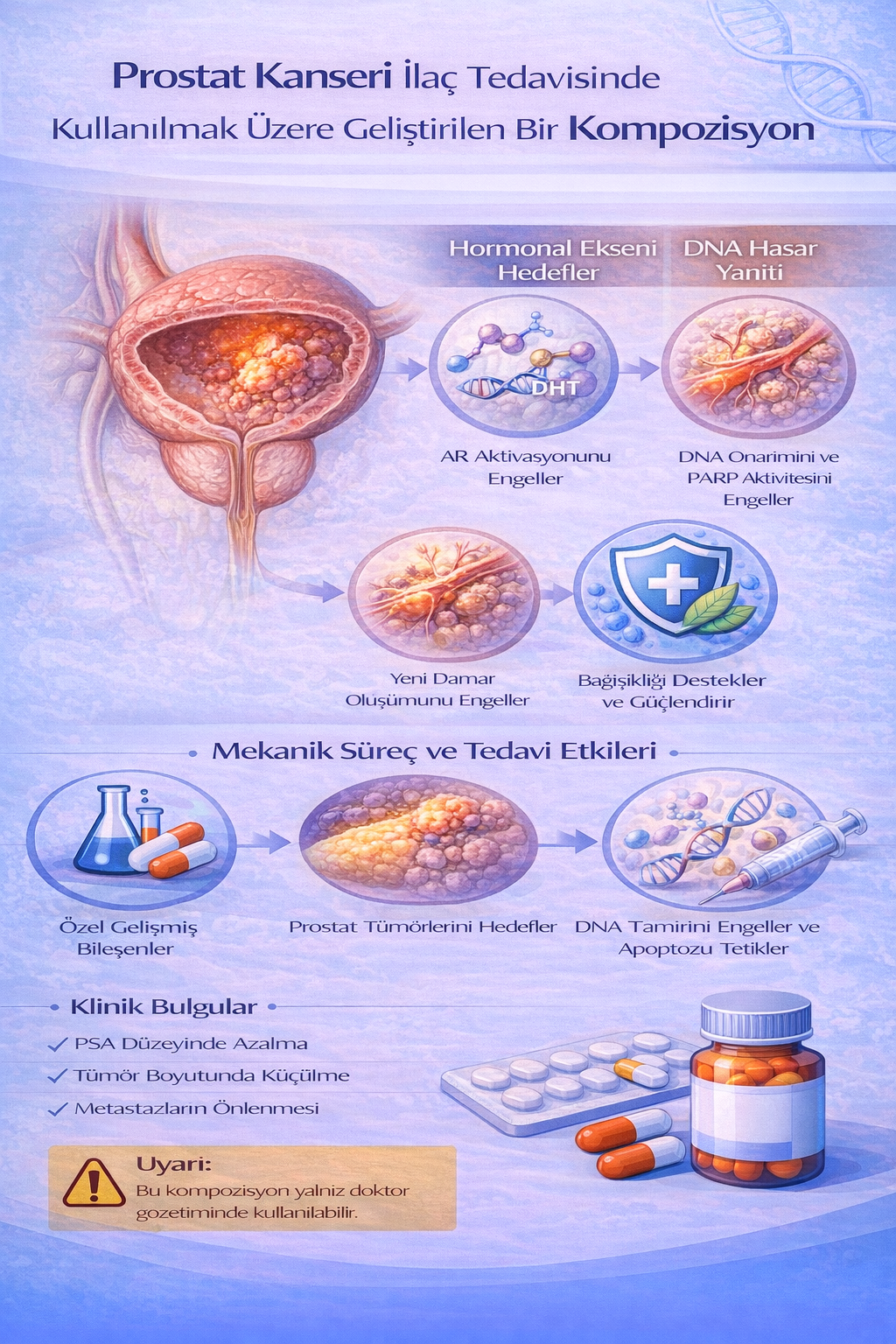 PROSTAT KANSERİ İLAÇ TEDAVİSİNDE KULLANILMAK ÜZERE GELİŞTİRİLEN BİR KOMPOZİSYON