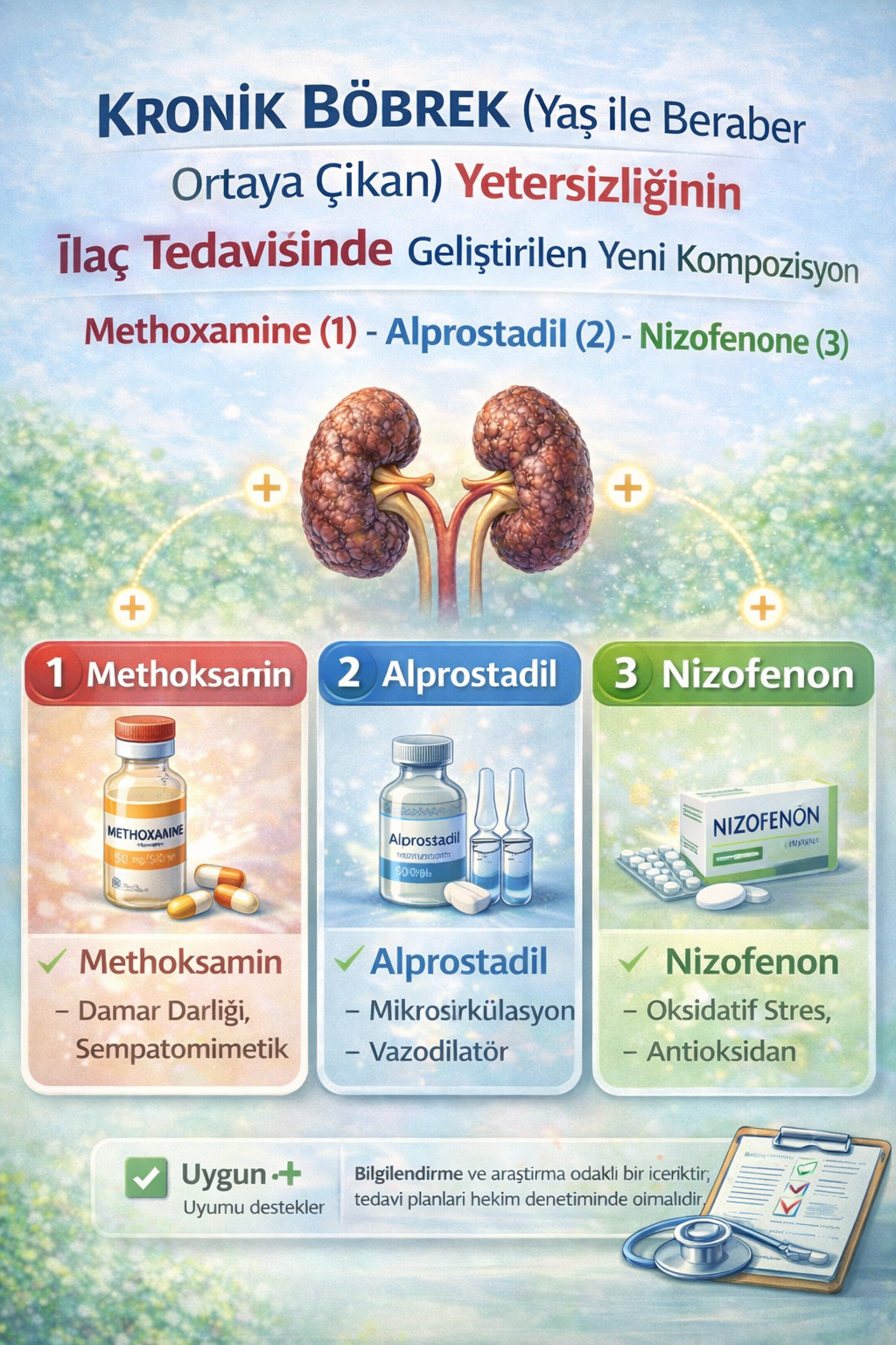 KRONİK BÖBREK (YAŞ İLE BERABER ORTAYA ÇIKAN) YETERSİZLİĞİNİN İLAÇ TEDAVİSİNDE KULLANILMAK ÜZERE GELİŞTİRİLMİŞ KOMPOZİSYON